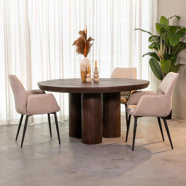 LABEL51 Eetkamertafels Olly - Espresso - Mangohout - 150 cm - Rond