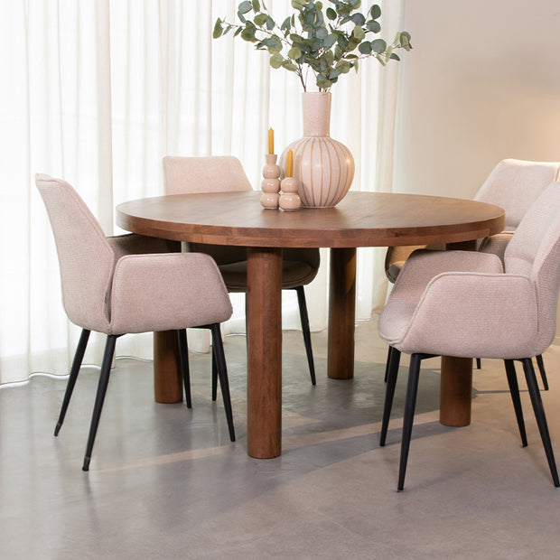 LABEL51 Eetkamertafels Elly - Nature Smooth - Mangohout - 140 cm - Rond