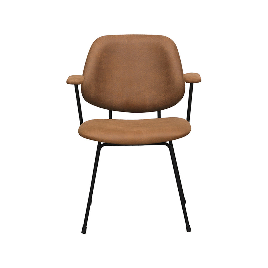 LABEL51 Eetkamerstoelen Rivano - Cognac - Kunstleder - Zwart Metalen Frame