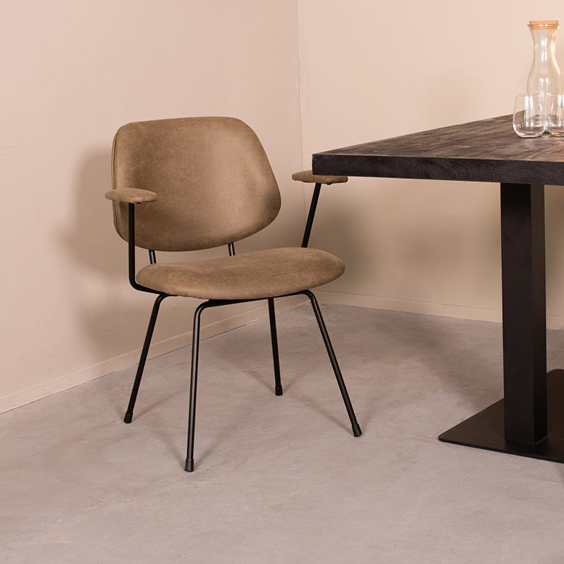LABEL51 Eetkamerstoelen Rivano - Moss - Kunstleder - Zwart Metalen Frame