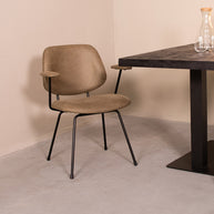 LABEL51 Eetkamerstoelen Rivano - Moss - Kunstleder - Zwart Metalen Frame