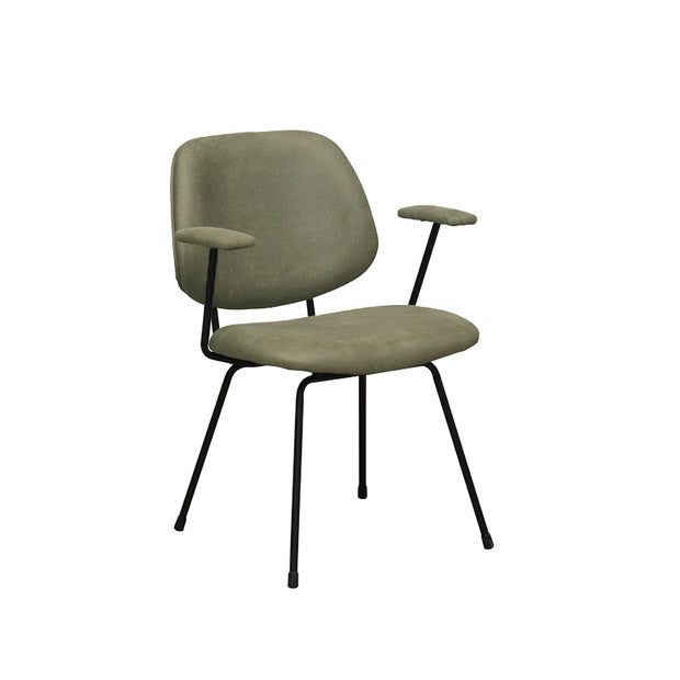 LABEL51 Eetkamerstoelen Rivano - Moss - Kunstleder - Zwart Metalen Frame