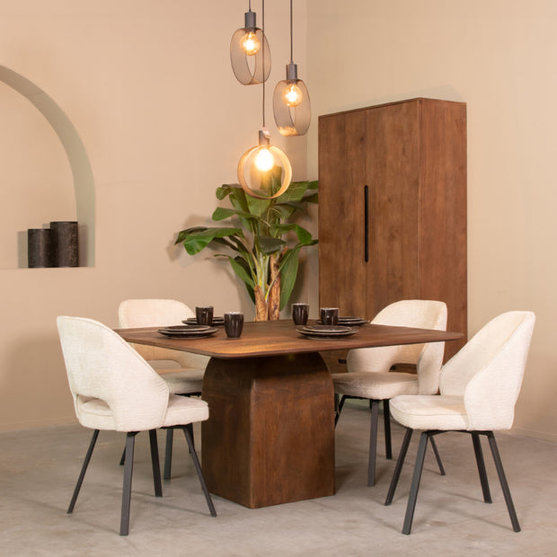 LABEL51 Eetkamertafels Ingo - Espresso - Mangohout - 140 cm - Vierkant