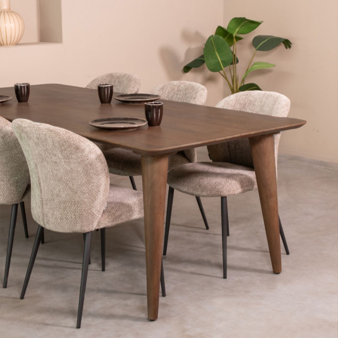 LABEL51 Eetkamertafels Fly - Espresso - Mangohout - 220 cm