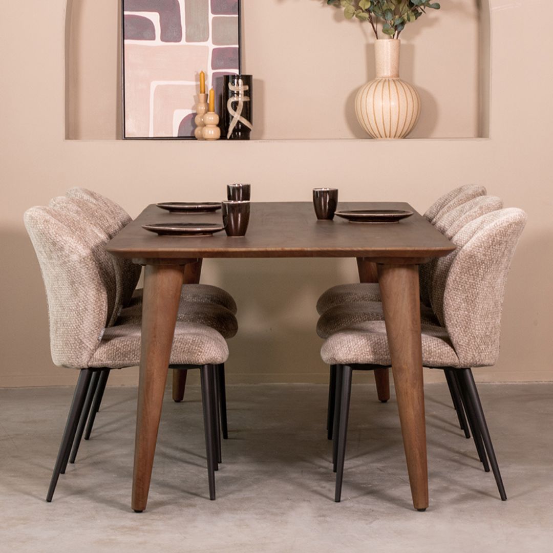 LABEL51 Eetkamertafels Fly - Espresso - Mangohout - 220 cm