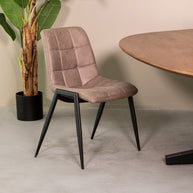 LABEL51 Eetkamerstoelen Noor - Taupe - Kunstleder - Zwart Metalen Frame