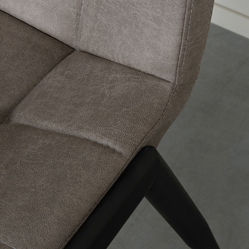 LABEL51 Eetkamerstoelen Noor - Taupe - Kunstleder - Zwart Metalen Frame