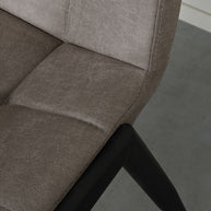 LABEL51 Eetkamerstoelen Noor - Taupe - Kunstleder - Zwart Metalen Frame