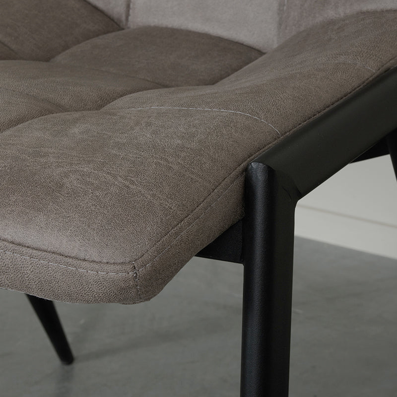 LABEL51 Eetkamerstoelen Noor - Taupe - Kunstleder - Zwart Metalen Frame