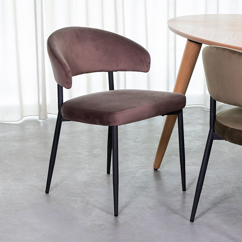 LABEL51 Eetkamerstoelen Bliss - Taupe - Velvet - Zwart Metalen Frame