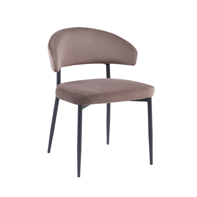 LABEL51 Eetkamerstoelen Bliss - Taupe - Velvet - Zwart Metalen Frame