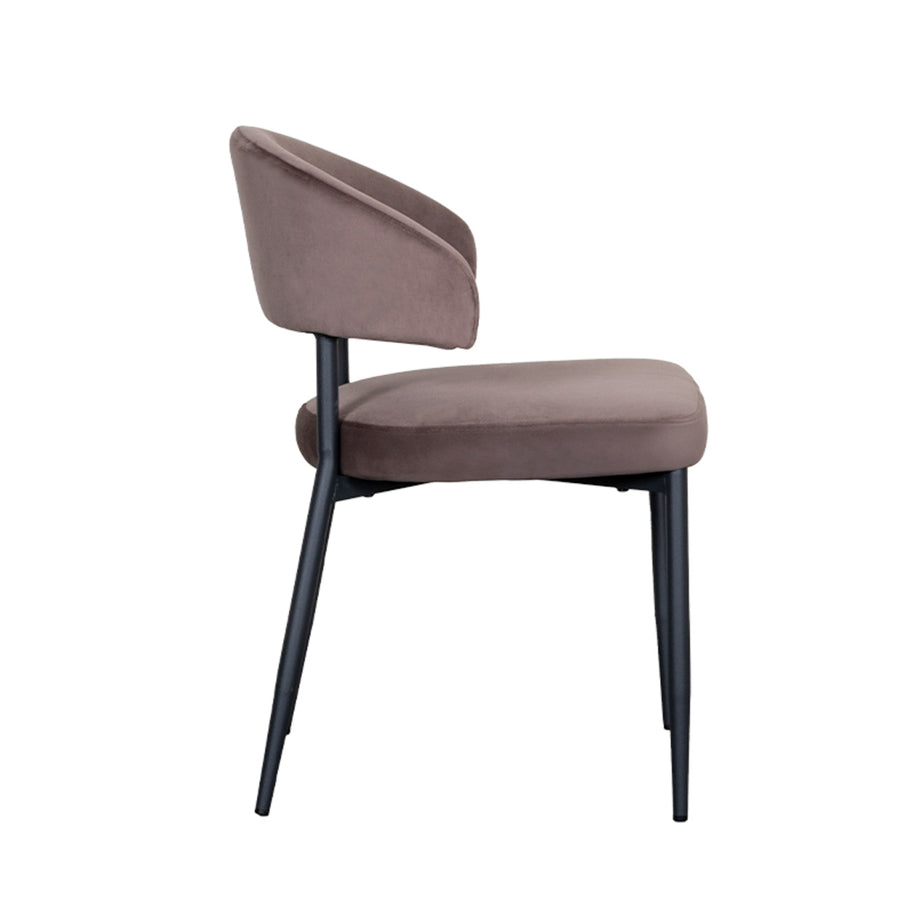 LABEL51 Eetkamerstoelen Bliss - Taupe - Velvet - Zwart Metalen Frame