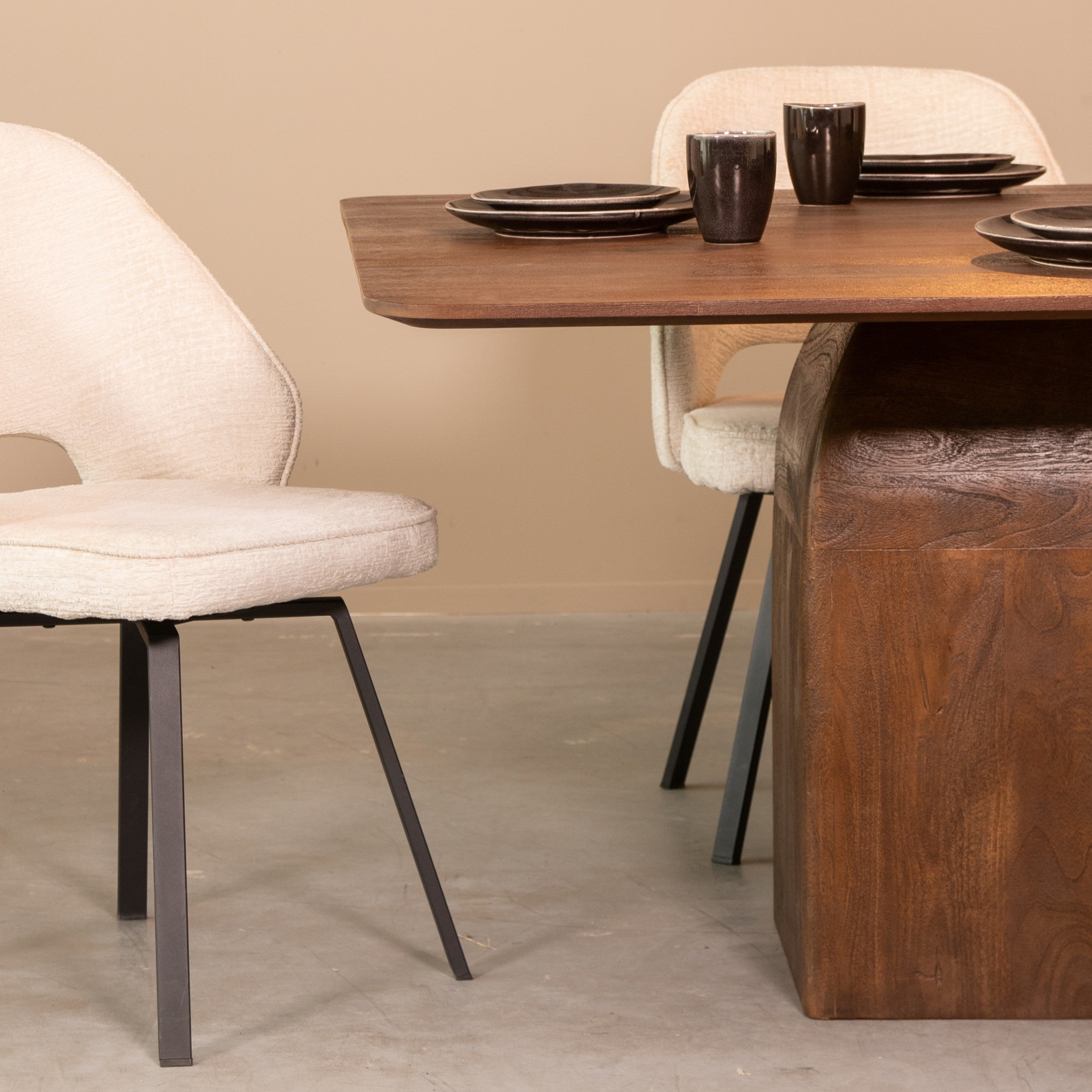 LABEL51 Eetkamertafels Ingo - Espresso - Mangohout - 130 cm - Vierkant