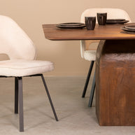LABEL51 Eetkamertafels Ingo - Espresso - Mangohout - 130 cm - Vierkant