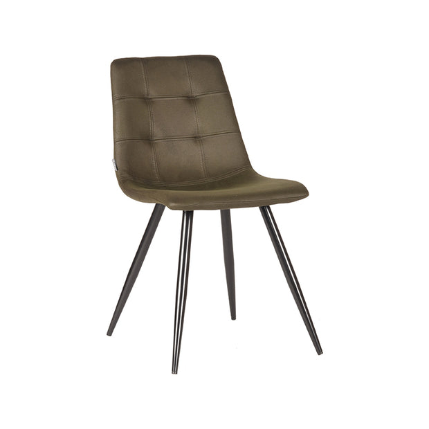 LABEL51 Eetkamerstoelen Jay - Army - Kunstleder - Zwart Metalen Frame