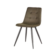 LABEL51 Eetkamerstoelen Jay - Army - Kunstleder - Zwart Metalen Frame