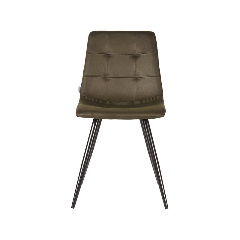 LABEL51 Eetkamerstoelen Jay - Army - Kunstleder - Zwart Metalen Frame