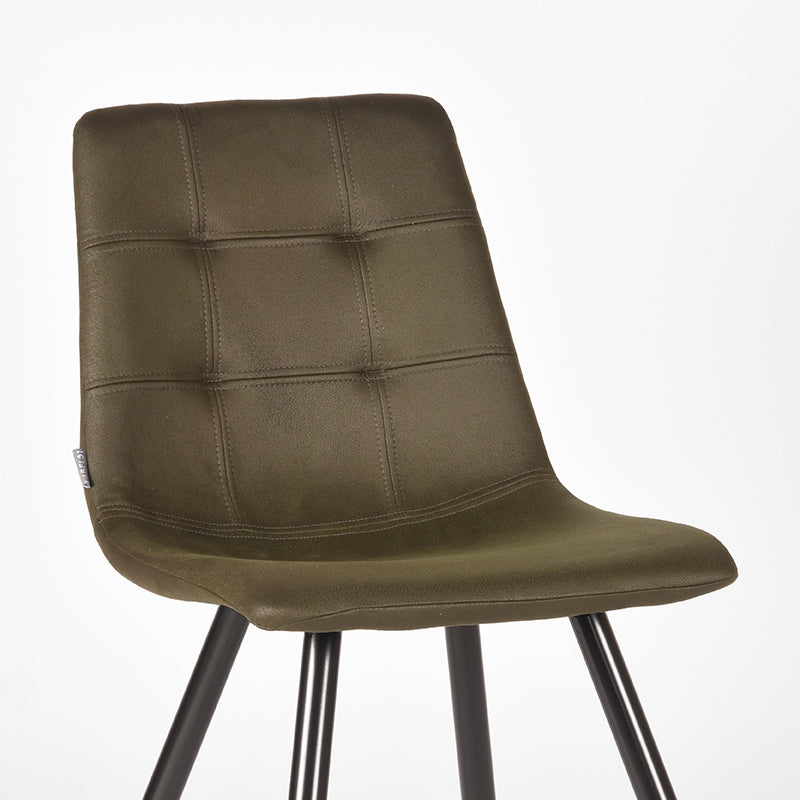 LABEL51 Eetkamerstoelen Jay - Army - Kunstleder - Zwart Metalen Frame