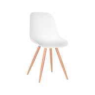 LABEL51 Eetkamerstoelen Rimini - Wit - PP - Naturel Houtlook Frame