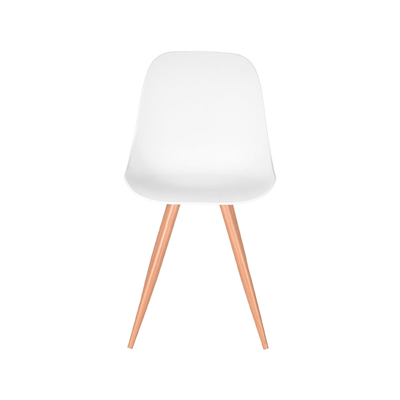 LABEL51 Eetkamerstoelen Rimini - Wit - PP - Naturel Houtlook Frame