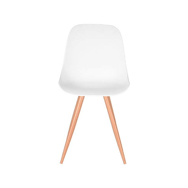 LABEL51 Eetkamerstoelen Rimini - Wit - PP - Naturel Houtlook Frame