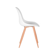LABEL51 Eetkamerstoelen Rimini - Wit - PP - Naturel Houtlook Frame