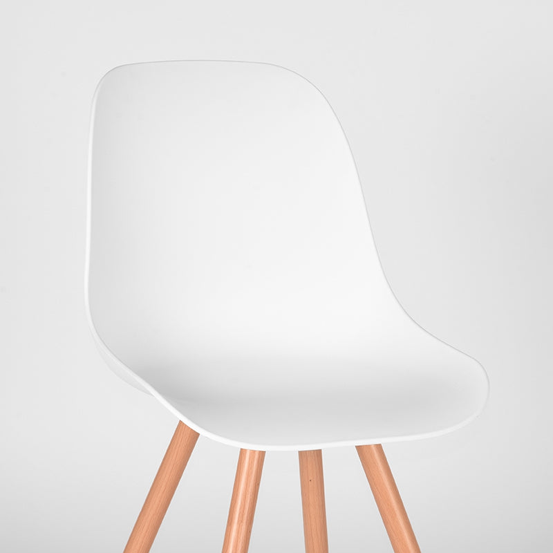 LABEL51 Eetkamerstoelen Rimini - Wit - PP - Naturel Houtlook Frame