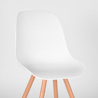 LABEL51 Eetkamerstoelen Rimini - Wit - PP - Naturel Houtlook Frame
