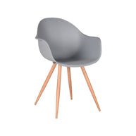 LABEL51 Eetkamerstoelen Parma - Grijs - PP - Naturel Houtlook Frame