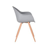 LABEL51 Eetkamerstoelen Parma - Grijs - PP - Naturel Houtlook Frame